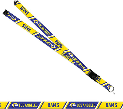 Los Angeles Rams Lanyard Keychain Double Sided Breakaway Safety Design Adult 18 Inch by Fielders Choice
