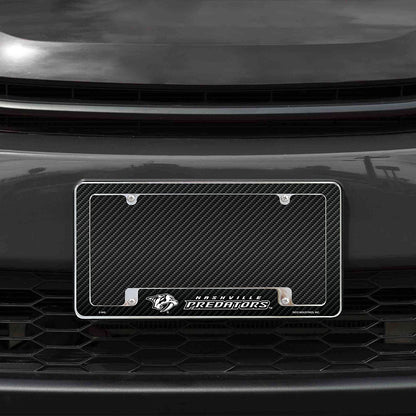 Nashville Predators Metal License Plate Frame Chrome Tag Cover Carbon Fiber Design 6x12 Inch by Fielders Choice