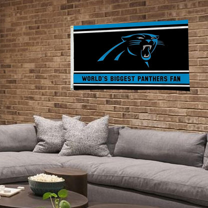 Carolina Panthers 3x5 Feet Flag Banner, World's Biggest Fan, Metal Grommets, Single Sided, Indoor or Outdoor Use by Fielders Choice