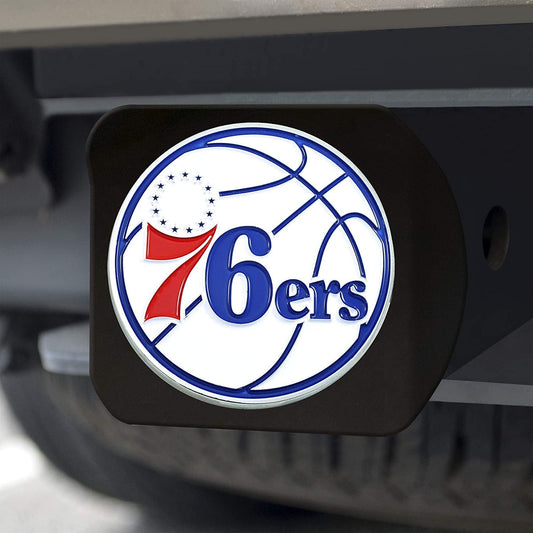 Philadelphia 76ers Hitch Cover Black Solid Metal with Raised Color Metal Emblem 2" Square Type III by Fielders Choice