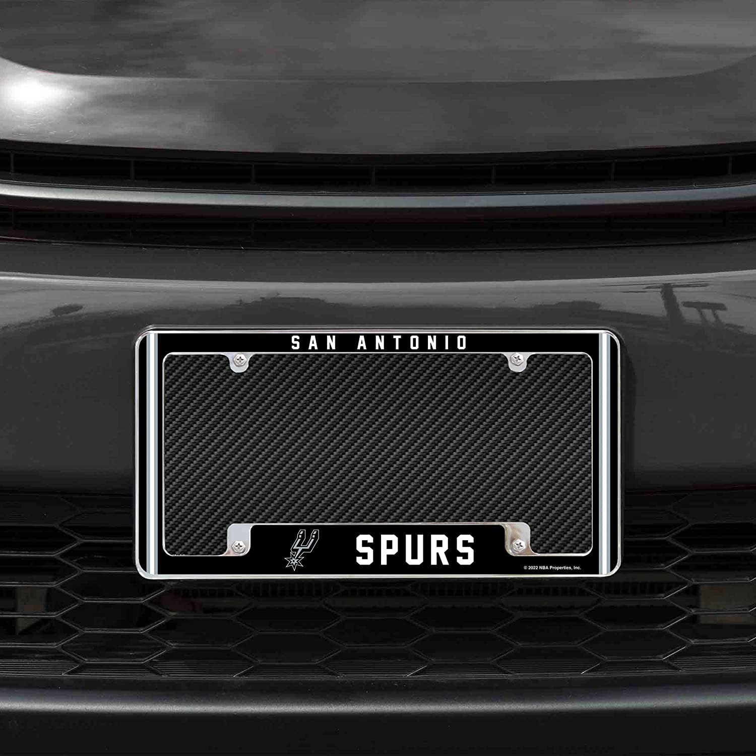 San Antonio Spurs Metal License Plate Frame Chrome Tag Cover Alternate Design 6x12 Inch by Fielders Choice