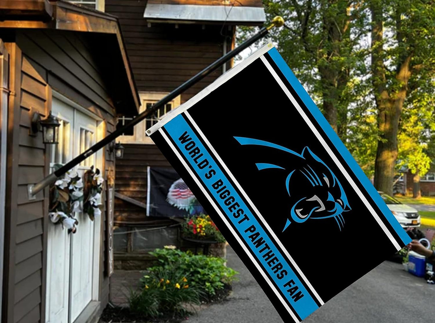 Carolina Panthers 3x5 Feet Flag Banner, World's Biggest Fan, Metal Grommets, Single Sided, Indoor or Outdoor Use by Fielders Choice