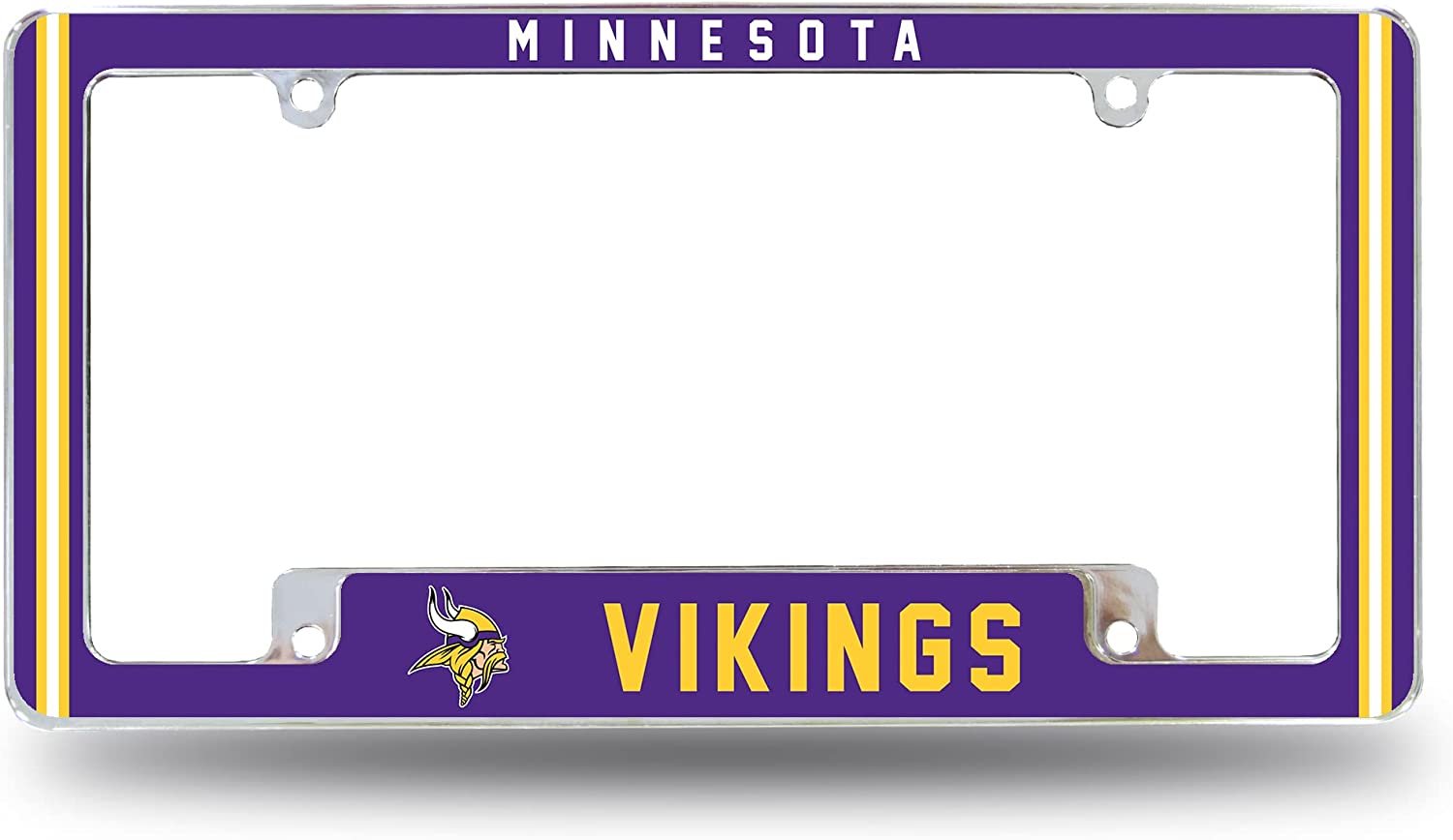 Minnesota Vikings Metal License Plate Frame Chrome Tag Cover Alternate Design 6x12 Inch by Fielders Choice