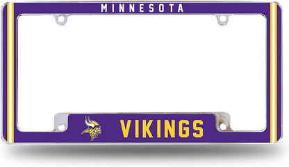 Minnesota Vikings Metal License Plate Frame Chrome Tag Cover Alternate Design 6x12 Inch by Fielders Choice