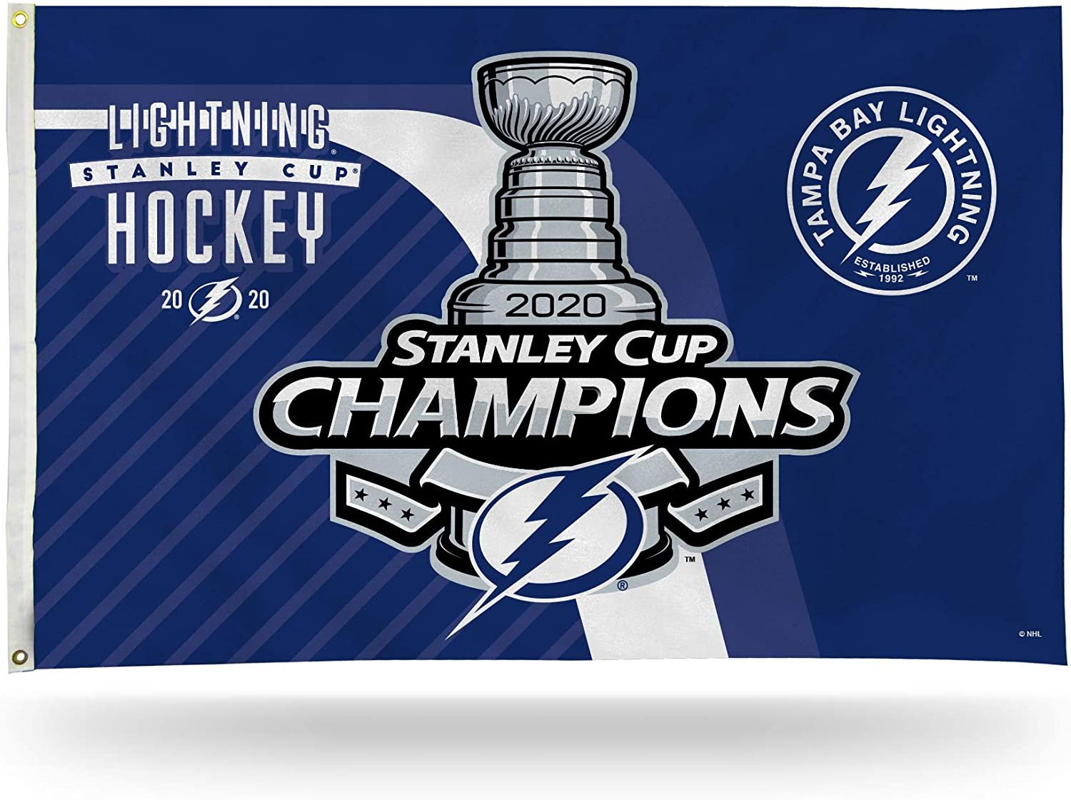 Tampa Bay Lightning 2020 Stanley Cup Champions 3x5 Foot Flag Banner, Metal Grommets, Indoor Outdoor, Single Sided by Fielders Choice