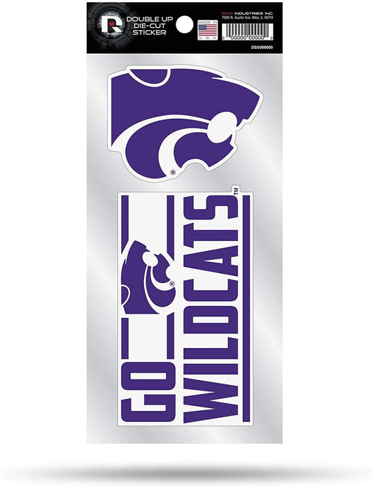 Kansas State University Wildcats 2-Piece Double Up Die Cut Sticker Decal Sheet, 4x8 Inch by Fielders Choice