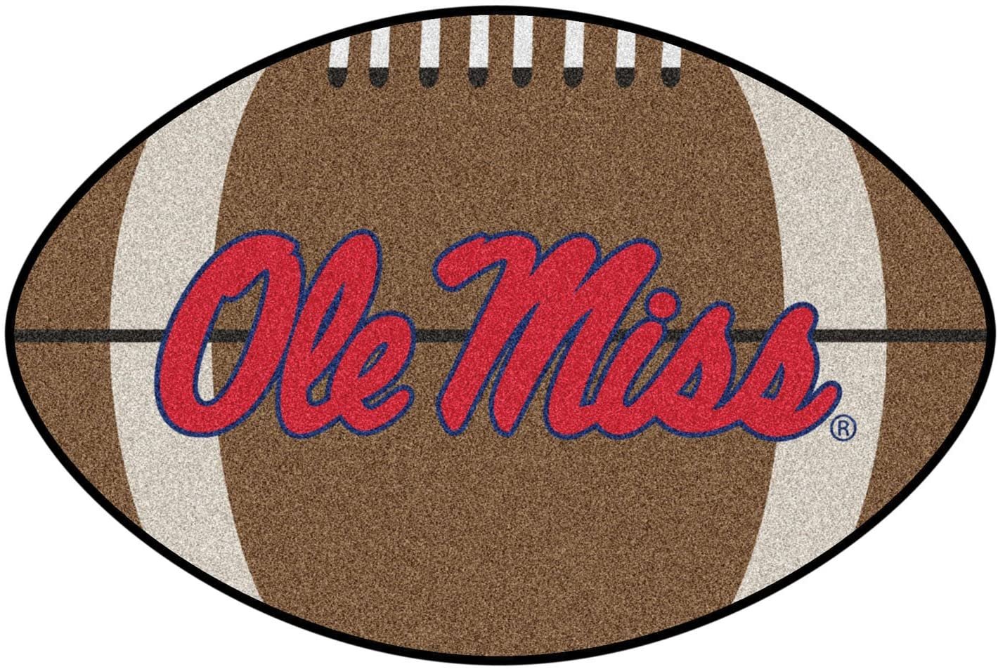 University of Mississippi Ole Miss Rebels Floor Mat Area Rug, 20x32 Inch, Non-Skid Backing, Football Design by Fielders Choice