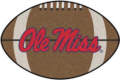 University of Mississippi Ole Miss Rebels Floor Mat Area Rug, 20x32 Inch, Non-Skid Backing, Football Design by Fielders Choice
