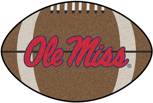 University of Mississippi Ole Miss Rebels Floor Mat Area Rug, 20x32 Inch, Non-Skid Backing, Football Design by Fielders Choice