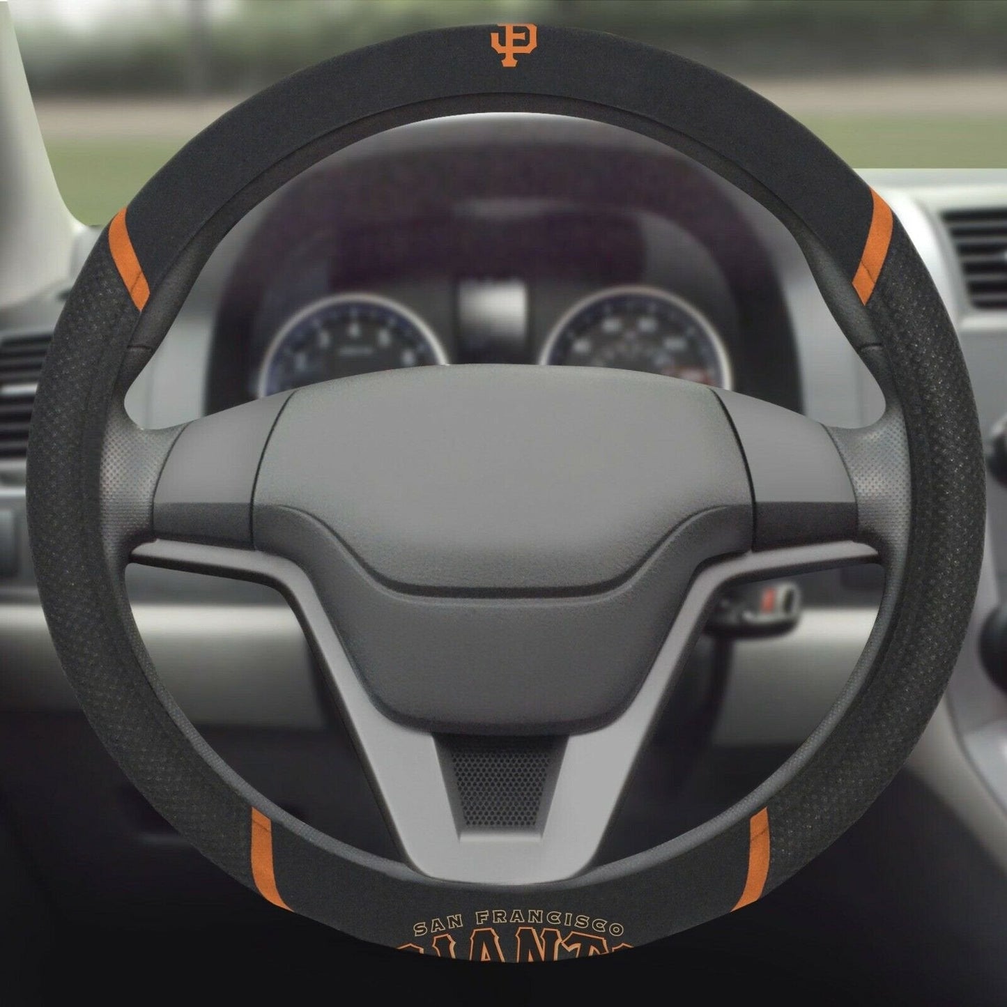 San Francisco Giants Steering Wheel Cover Premium Embroidered Black 15 Inch by Fielders Choice