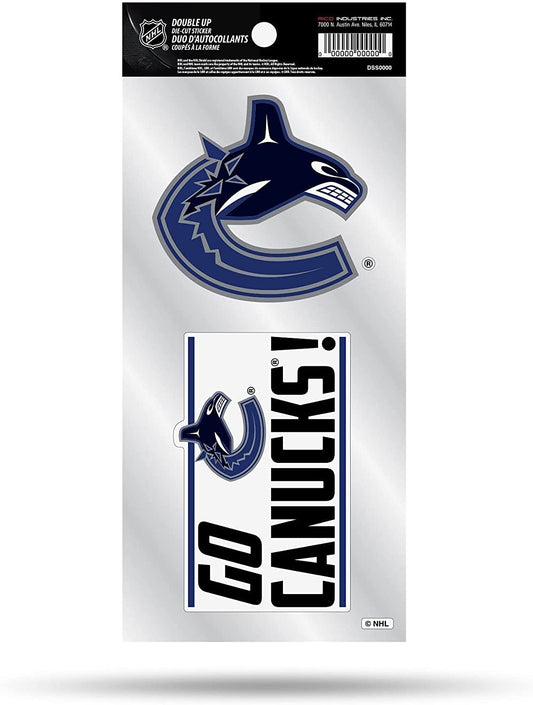 Vancouver Canucks 2-Piece Double Up Die Cut Sticker Decal Sheet, 4x8 Inch by Fielders Choice