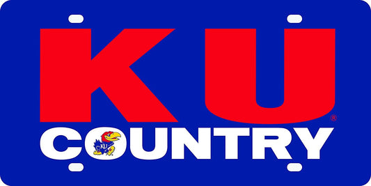 University of Kansas Jayhawks Premium Laser Cut Tag License Plate, Country, Mirrored Acrylic Inlaid, 6x12 Inch by Fielders Choice