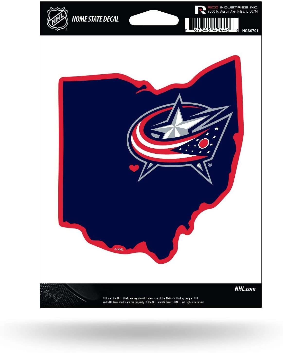 Columbus Blue Jackets 5 Inch Sticker Decal, Home State Design, Flat Vinyl, Full Adhesive Backing by Fielders Choice