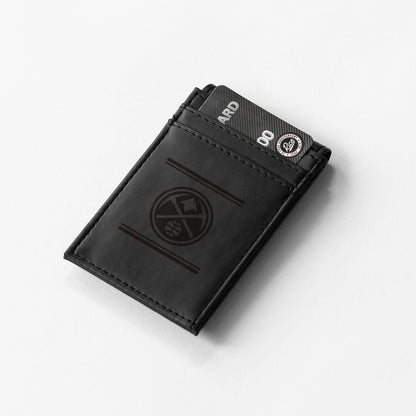 Denver Nuggets Premium Black Leather Wallet, Front Pocket Magnetic Money Clip, Laser Engraved, Vegan by Fielders Choice