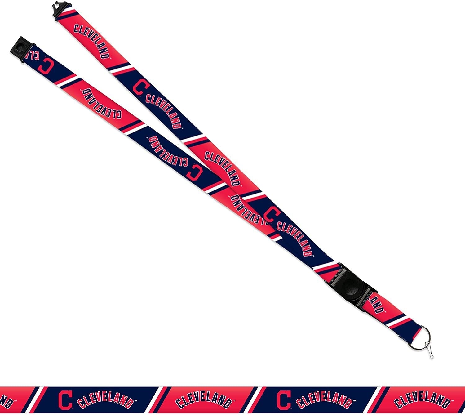 Cleveland Indians Premium Lanyard Keychain Unisex Button Clip and Breakaway, Detachable by Fielders Choice
