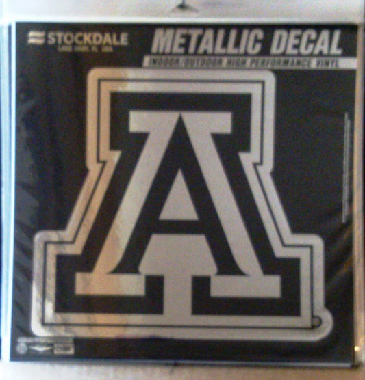 University of Arizona Wildcats 12 Inch Decal Sticker, Metallic Chrome Shimmer Design by Fielders Choice