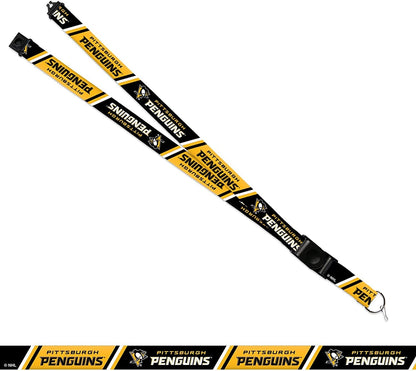 Pittsburgh Penguins Lanyard Keychain Safety Breakaway Double Sided by Fielders Choice