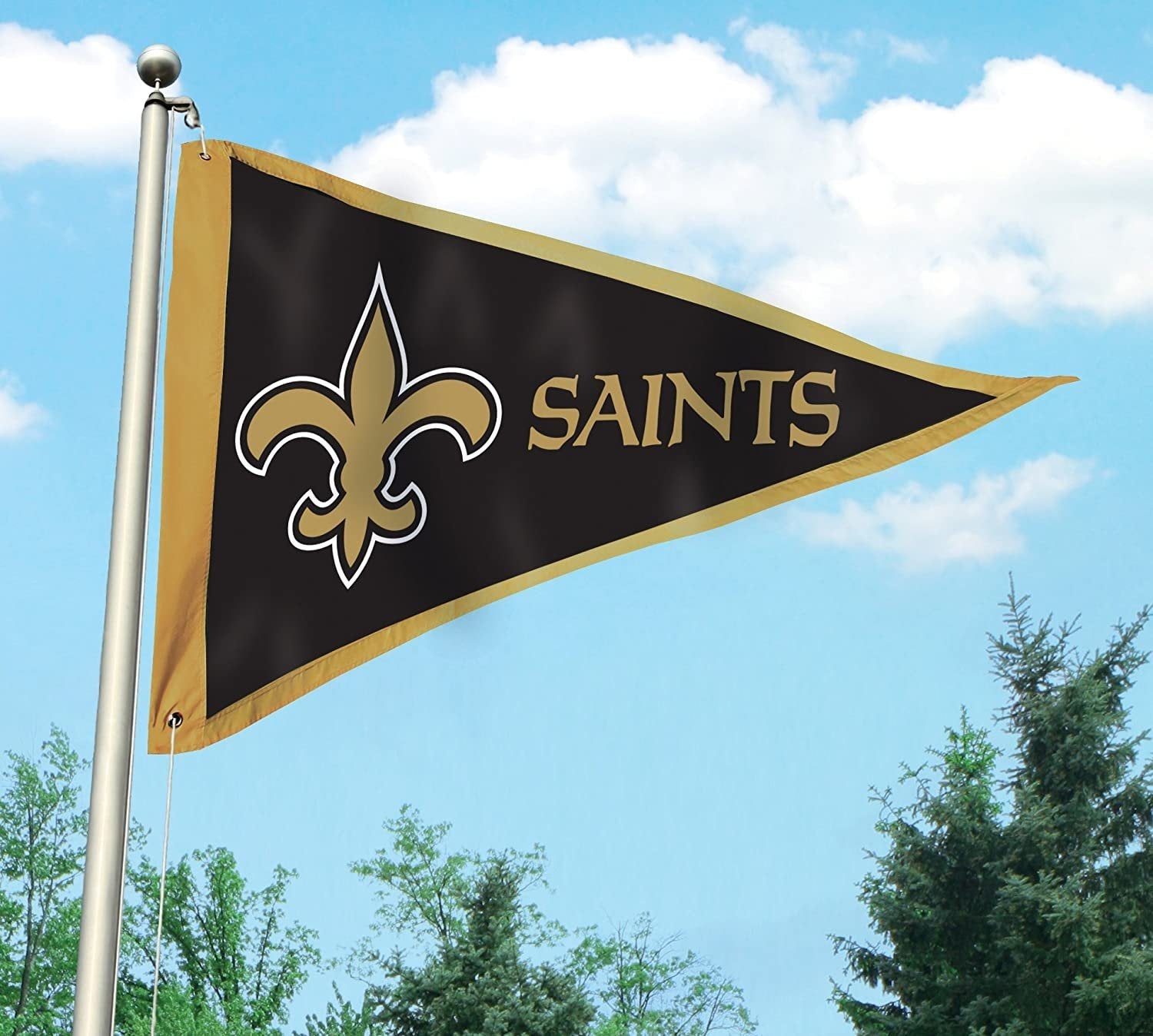 New Orleans Saints Premium 3x5 Flag Banner, Pennant Design, Applique, Indoor or Outdoor, Single Sided by Fielders Choice