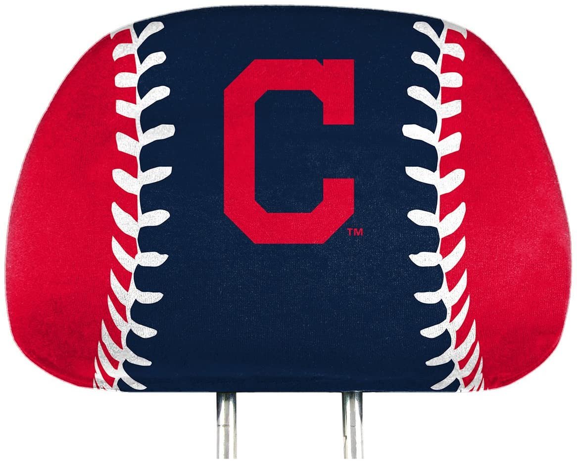 Cleveland Indians Pair of Premium Auto Head Rest Covers, Full Color Printed, Elastic, 14x10 Inch by Fielders Choice