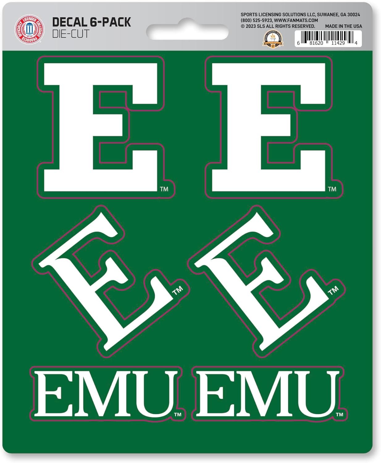 Eastern Michigan University Eagles 6-Piece Decal Sticker Set, 5x6 Inch Sheet, Gift for football fans for any hard surfaces around home, automotive, personal items by Fielders Choice