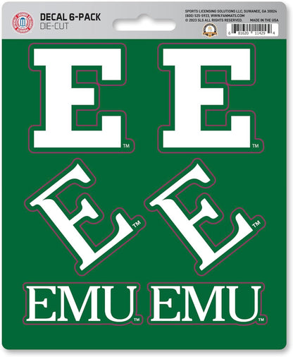 Eastern Michigan University Eagles 6-Piece Decal Sticker Set, 5x6 Inch Sheet, Gift for football fans for any hard surfaces around home, automotive, personal items by Fielders Choice