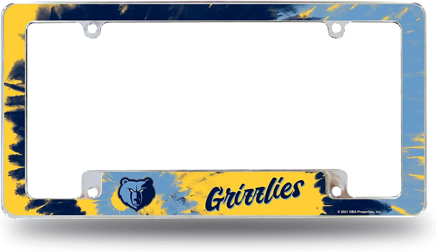 Memphis Grizzlies Metal License Plate Frame Chrome Tag Cover Tie Dye Design 6x12 Inch by Fielders Choice