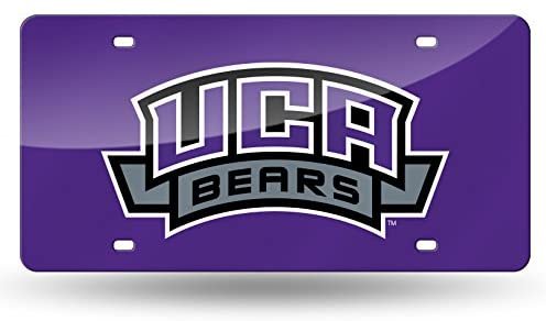 University of Central Arkansas Bears Premium Laser Cut Tag License Plate, Purple, Mirrored Acrylic Inlaid, 12x6 Inch by Fielders Choice