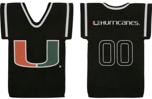 University of Miami Hurricanes 16oz Drink Bottle Cooler Insulated Neoprene Beverage Holder, Team Jersey Design by Fielders Choice