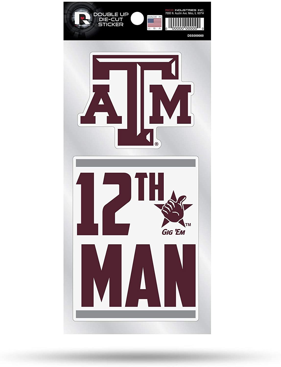 Texas A&M University Aggies Pirates Double Up Die Cut Sticker Decal Sheet, 4x8 Inch by Fielders Choice