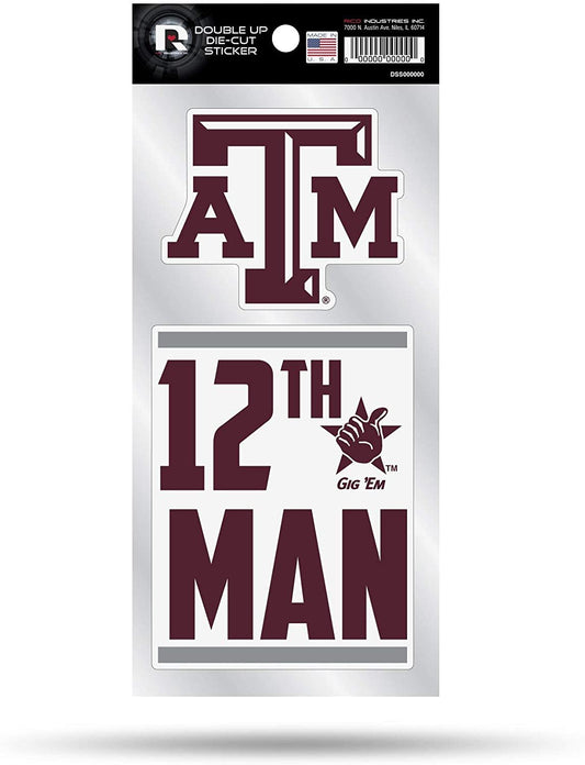 Texas A&M University Aggies Pirates Double Up Die Cut Sticker Decal Sheet, 4x8 Inch by Fielders Choice