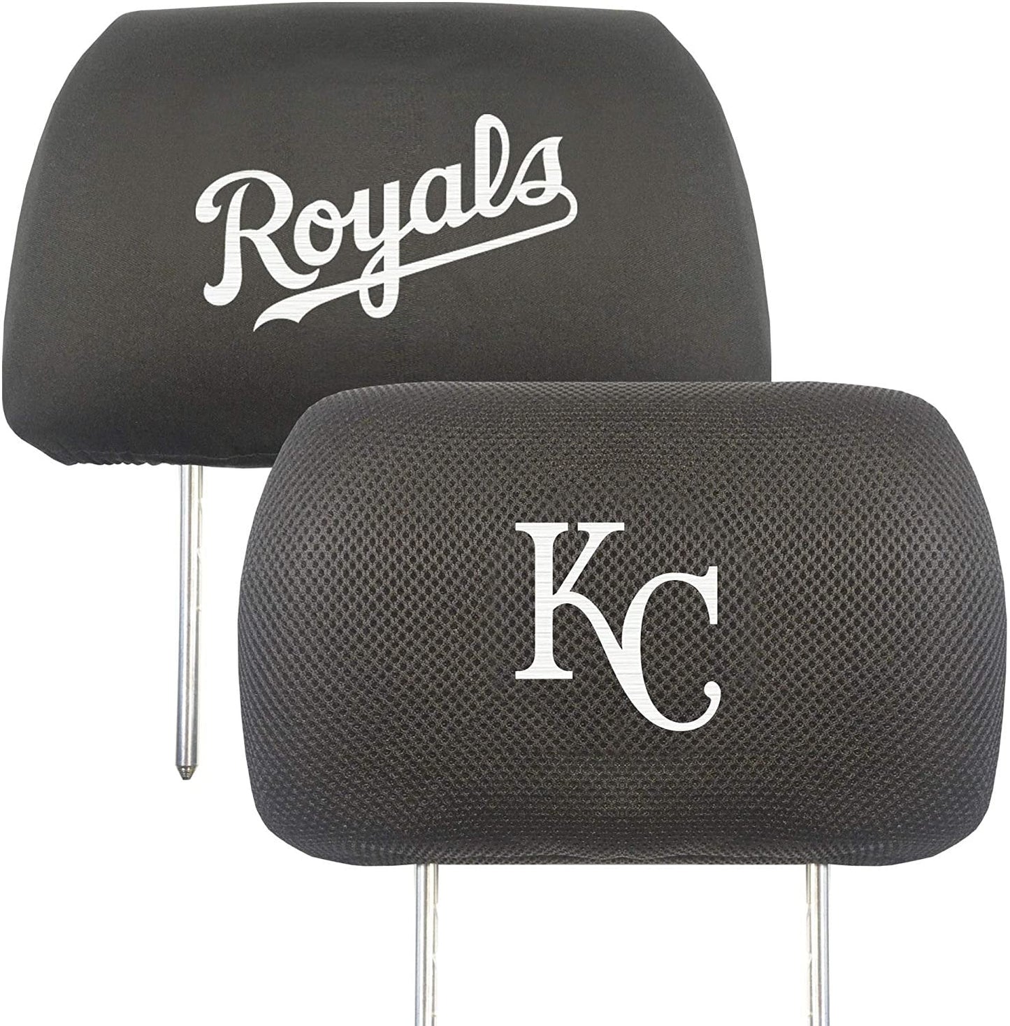 Kansas City Royals Pair Premium Embroidered Auto Head Rest Covers Black Elastic by Fielders Choice