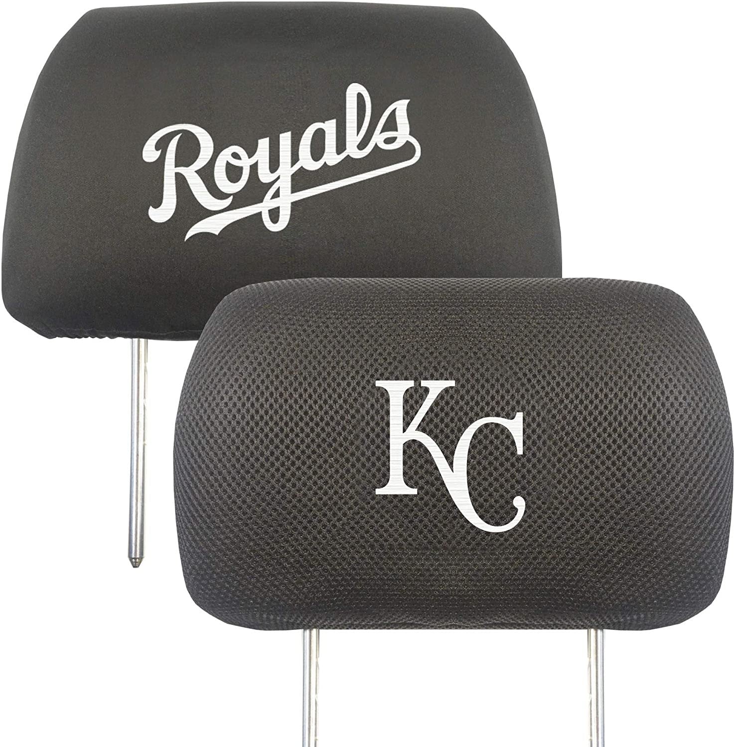 Kansas City Royals Pair Premium Embroidered Auto Head Rest Covers Black Elastic by Fielders Choice