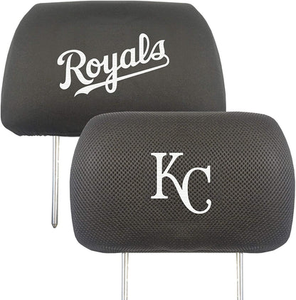 Kansas City Royals Pair Premium Embroidered Auto Head Rest Covers Black Elastic by Fielders Choice
