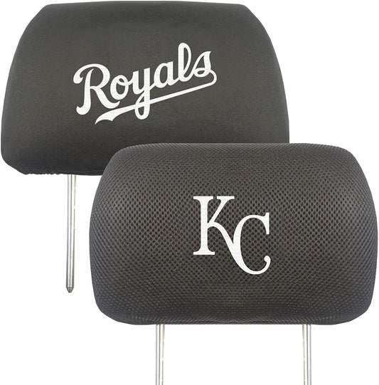 Kansas City Royals Pair Premium Embroidered Auto Head Rest Covers Black Elastic by Fielders Choice