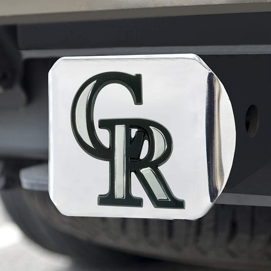 Colorado Rockies Hitch Cover Solid Metal with Raised Chrome Metal Emblem 2" Square Type III by Fielders Choice