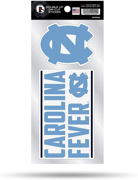 University of North Carolina Tar Heels 2-Piece Double Up Die Cut Sticker Decal Sheet, 4x8 Inch by Fielders Choice