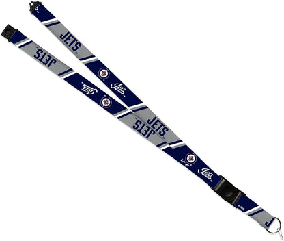 Winnipeg Jets Lanyard Keychain, Double Sided, 18 Inch, Button Clip, Safety Breakaway by Fielders Choice
