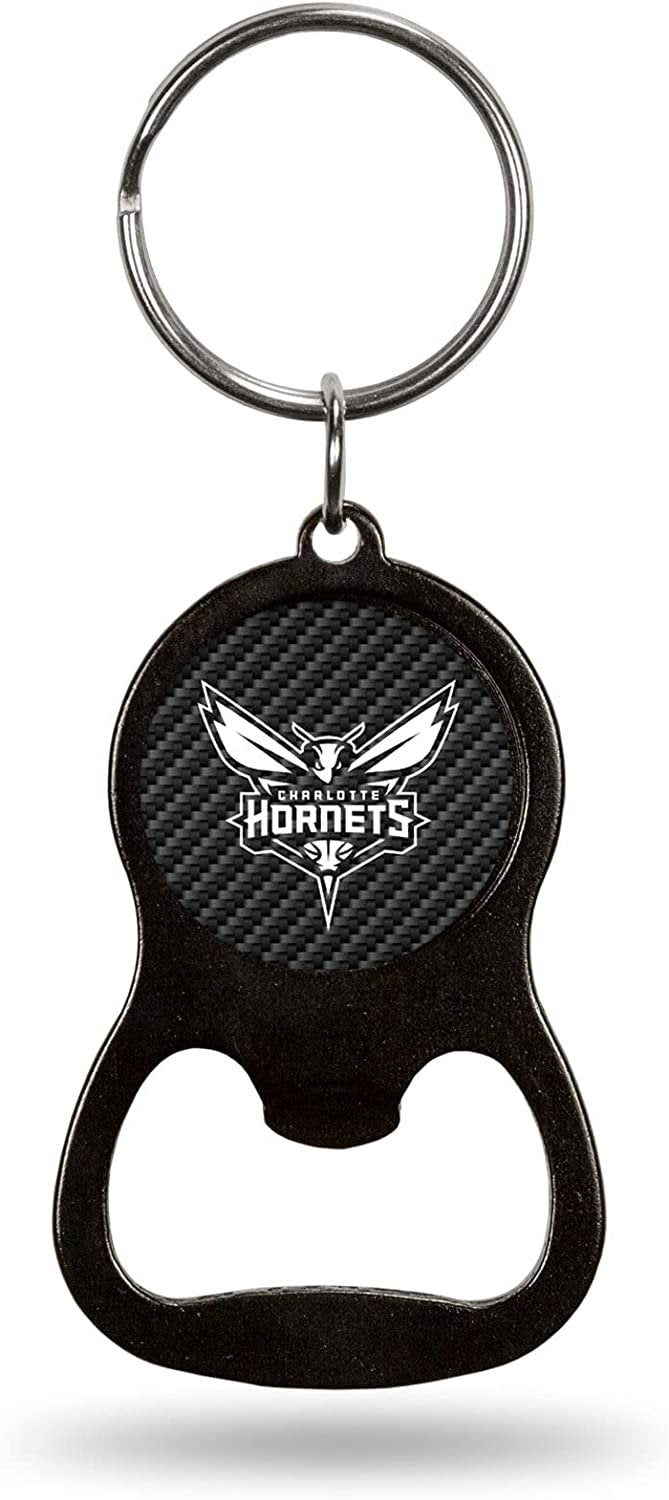 Charlotte Hornets Metal Keychain Bottle Opener Carbon Fiber Design Basketball by Fielders Choice