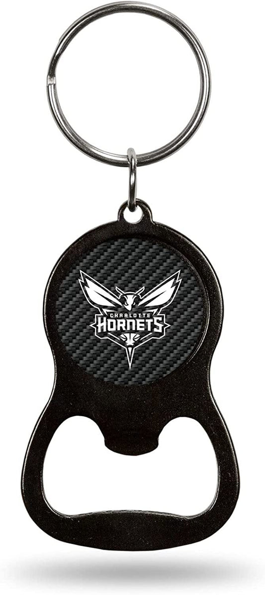Charlotte Hornets Metal Keychain Bottle Opener Carbon Fiber Design Basketball by Fielders Choice
