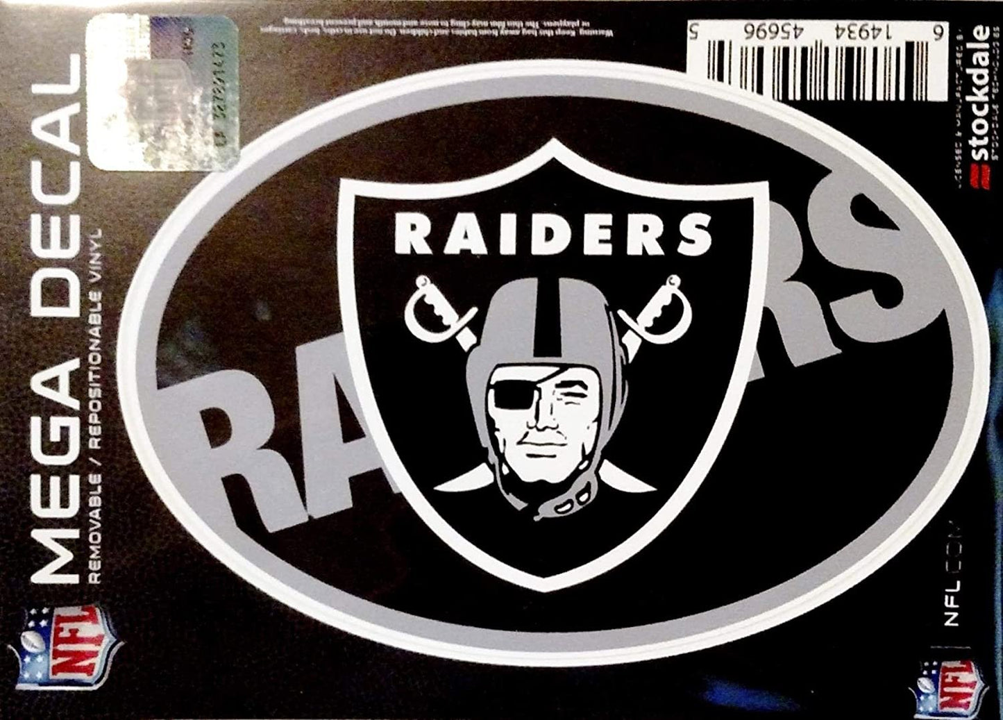 Las Vegas Raiders 5x7 Oval MEGA Logo Design Decal Flat Vinyl Reusable Repositionable Auto Home Oakland Football by Fielders Choice