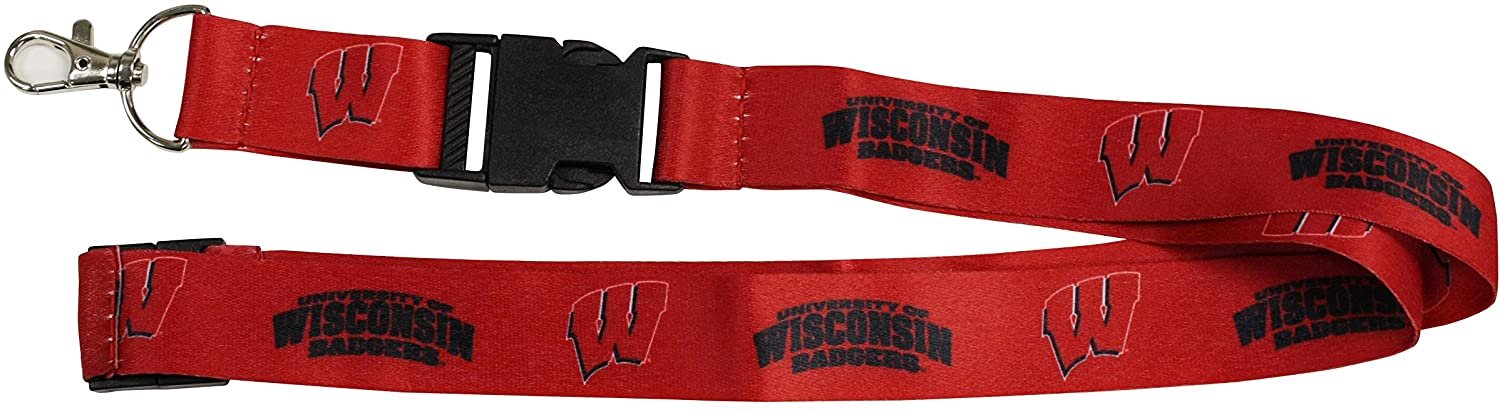 University of Wisconsin Badgers Lanyard Keychain Double Sided Breakaway Safety Design Adult 18 Inch by Fielders Choice