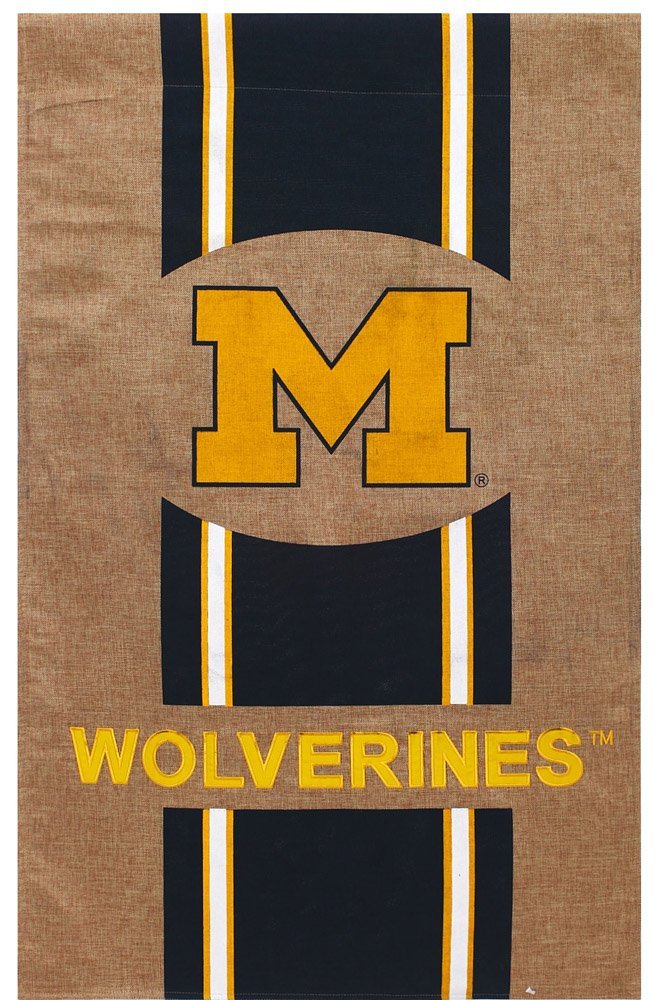 University Of Michigan Wolverines Premium 2-Sided Banner Flag, Burlap Design, 28x44 Inch by Fielders Choice