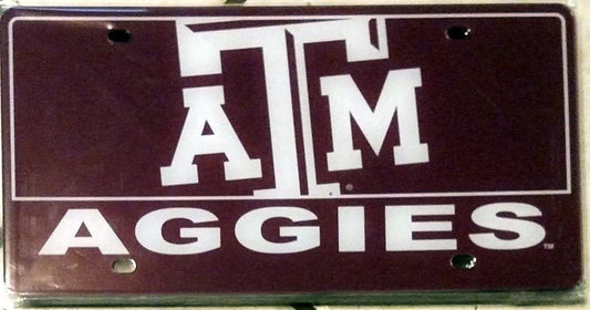 Texas A&M University Aggies Laser Tag License Plate, Mirrored Acrylic, Printed, 12x6 Inch by Fielders Choice