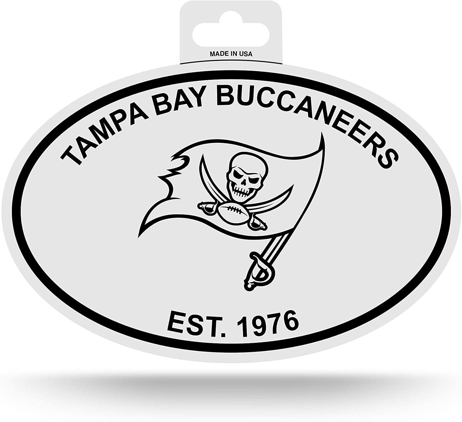 Tampa Bay Buccaneers Black and White Team Logo Oval Sticker Decal, 5 Inch by Fielders Choice