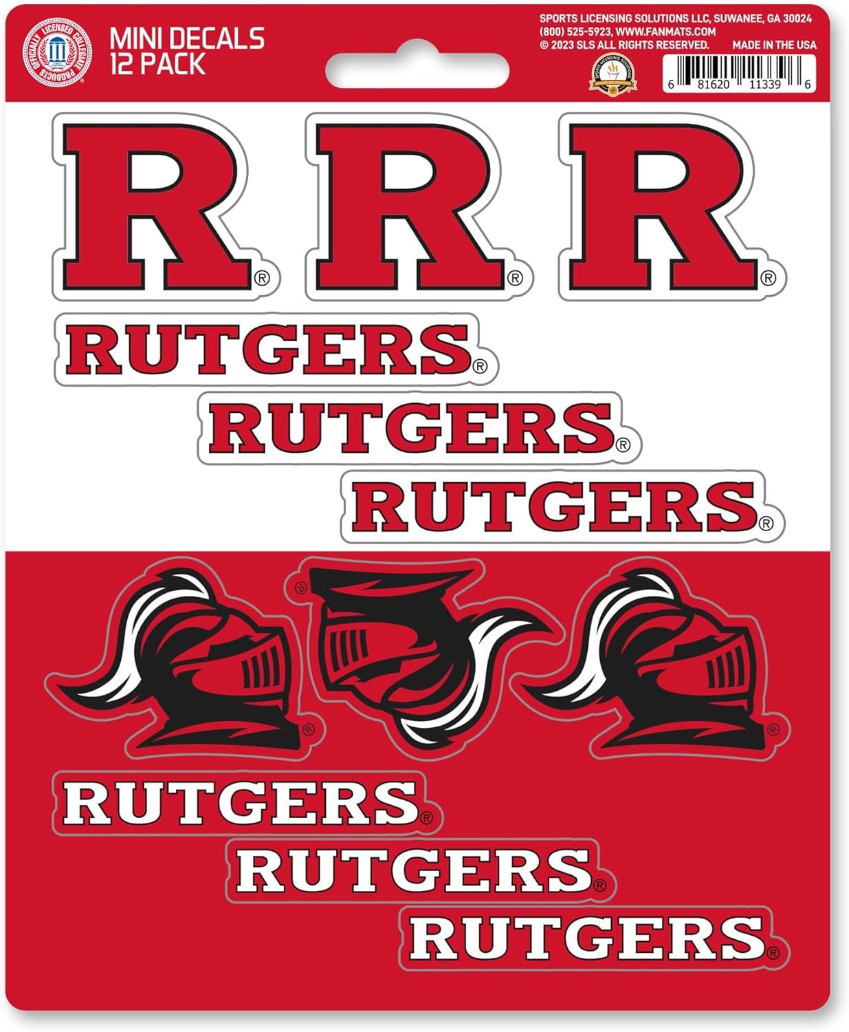 Rutgers University Scarlet Knights 12-Piece Mini Decal Sticker Set, 5x6 Inch Sheet, Gift for football fans for any hard surfaces around home, automotive, personal items by Fielders Choice