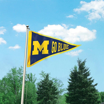 University of Michigan Wolverines Premium 3x5 Flag Banner, Pennant Design, Applique, Indoor or Outdoor, Single Sided by Fielders Choice