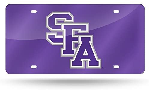 Stephen F Austin University Lumberjacks Premium Laser Cut Tag License Plate, Mirrored Acrylic, Inlaid, Purple, 12x6 Inch by Fielders Choice
