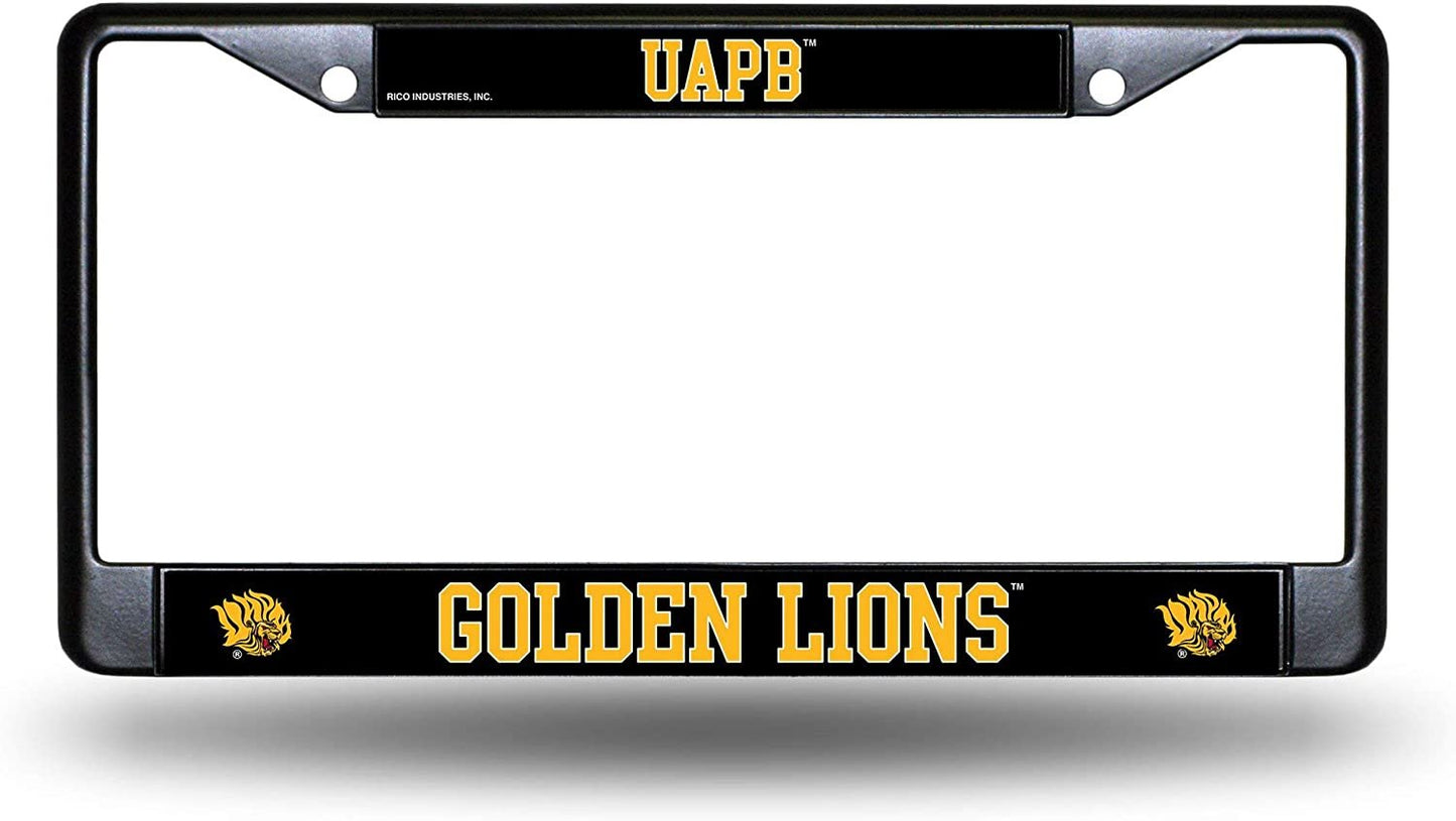 University of Arkansas Pine Bluff Golden Lions Black License Plate Frame Tag Cover 6 x 12 Inches by Fielders Choice