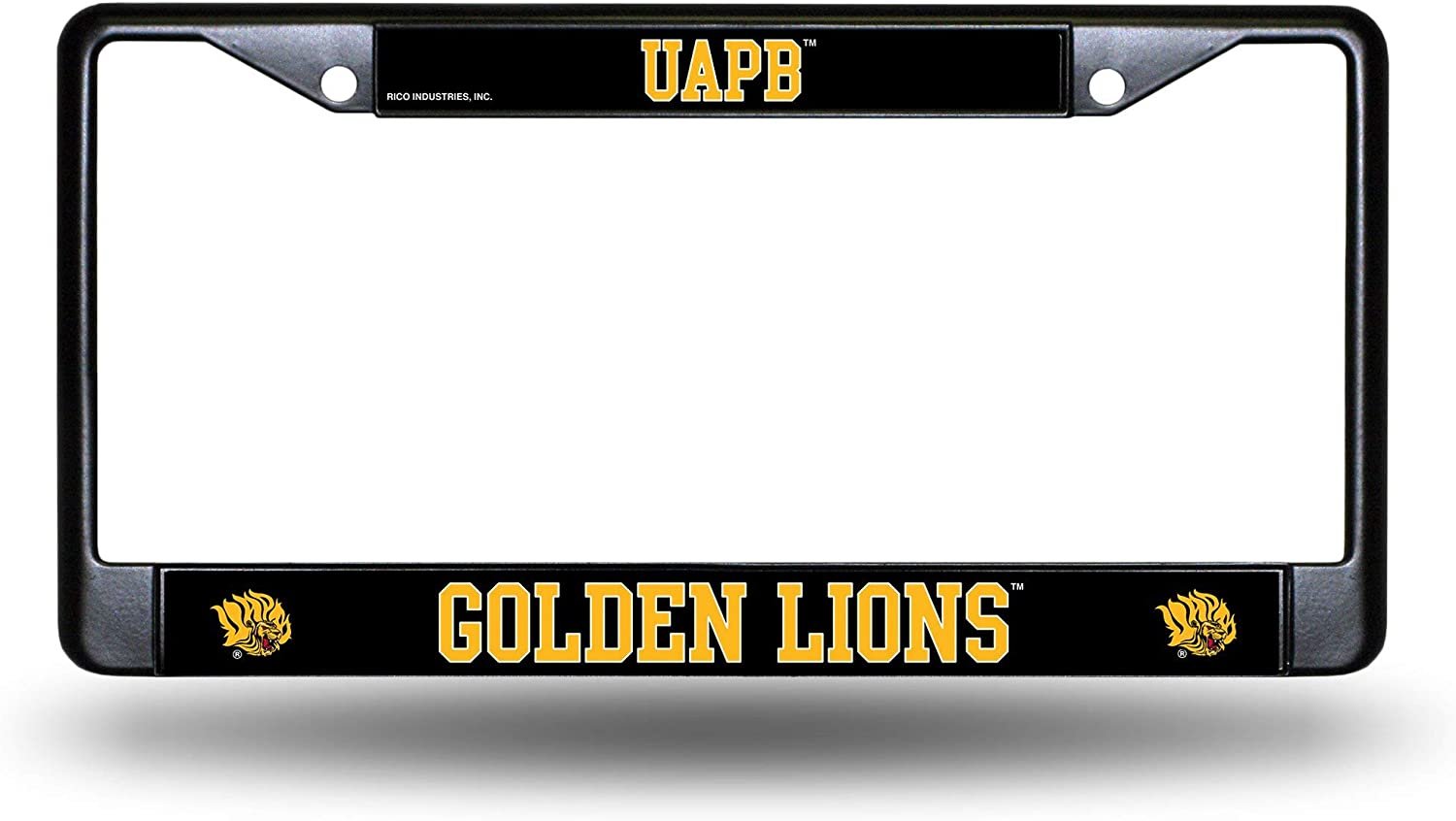University of Arkansas Pine Bluff Golden Lions Black License Plate Frame Tag Cover 6 x 12 Inches by Fielders Choice