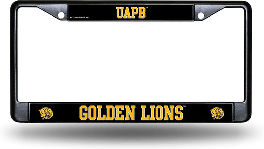 University of Arkansas Pine Bluff Golden Lions Black License Plate Frame Tag Cover 6 x 12 Inches by Fielders Choice